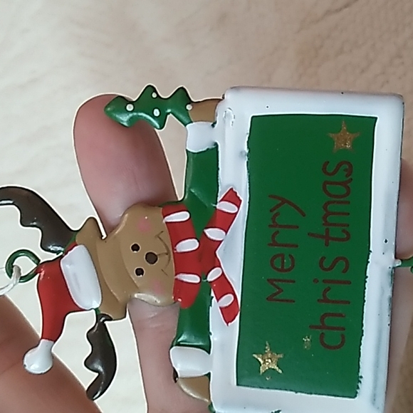 Hiboom Metal Christmas Ornament Reindeer Handpainted w Nylon String & Bell - Picture 2 of 4